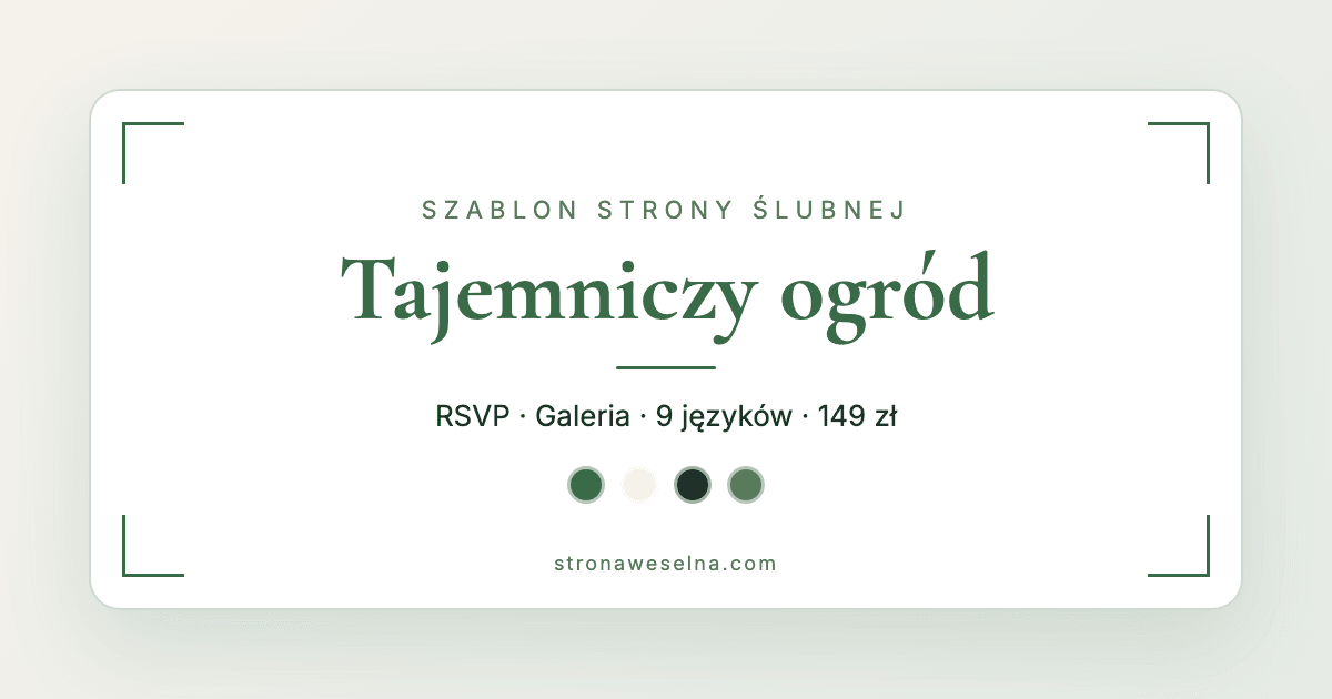Preview of the secret garden wedding website template with RSVP, gallery, and schedule