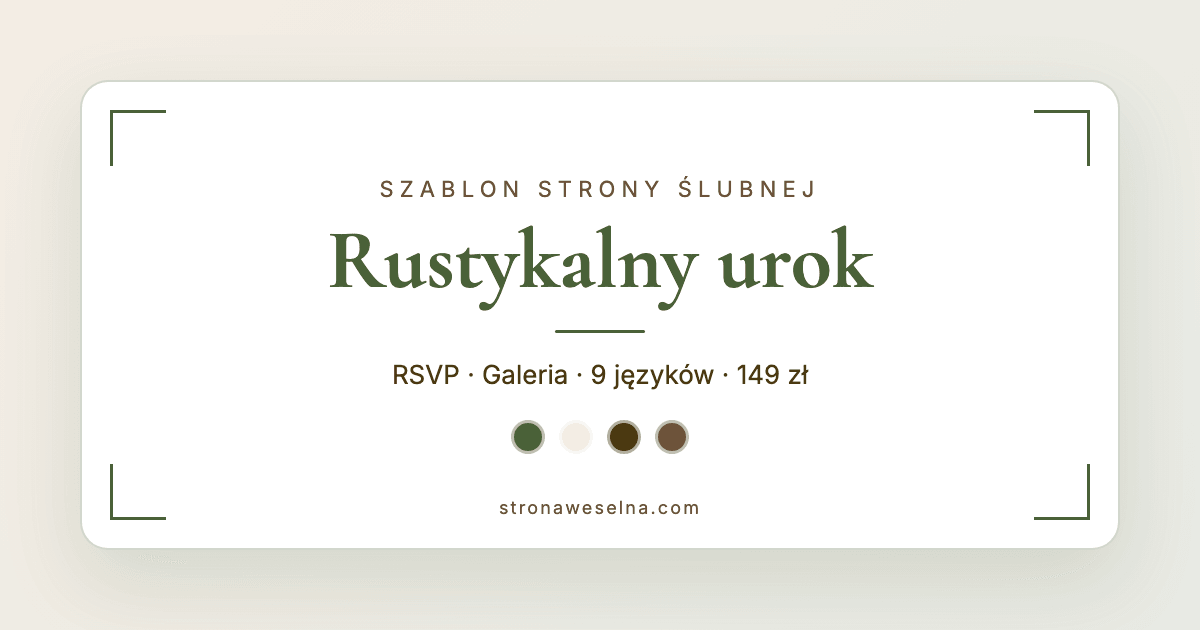 Preview of the rustic charm wedding website template with RSVP, gallery, and schedule